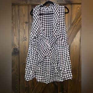 Unbranded Plaid Nautical Gingham 100% Linen Oversized  Open Front Tunic